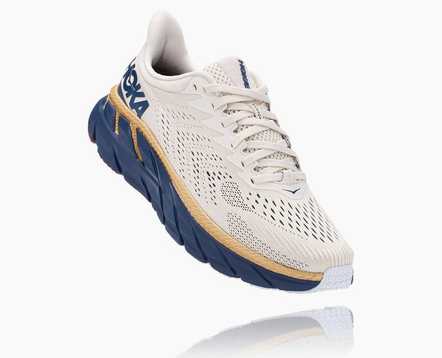 Tenis Hoka One One Mujer Blancos/Azules - Clifton 7 - HPTE35684